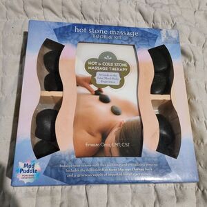 Hot Stone Massage Therapy Book and Basalt River Stones Kit Home Spa Open Package